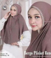 Hijab Bergo Maryam Plisket Jumbo Renda Remple Rose