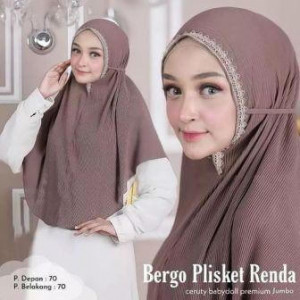 Hijab Bergo Maryam Plisket Jumbo Renda Remple Rose