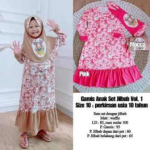 Gamis Anak Set Hijab Coklat Rose