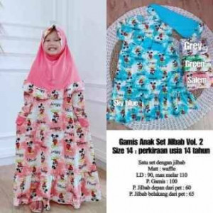 Gamis Anak Set Hijab Pink Rose